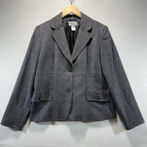PENDLETON PLAID BLAZER 100% WOOL JACKET SPORTCOAT GRAY WOMENS 12